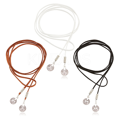 3Pcs 3 Colors Wool Cord Lariat Necklaces Set NJEW-AN0001-27-1