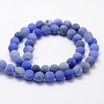 Frosted Natural Weathered Agate Beads Strands G-F367-8mm-01-1