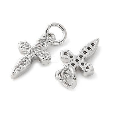 Brass Micro Pave Cubic Zirconia Charms KK-U056-26P-1