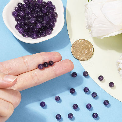 100Pcs Natural Amethyst Beads G-SP0001-22B-1
