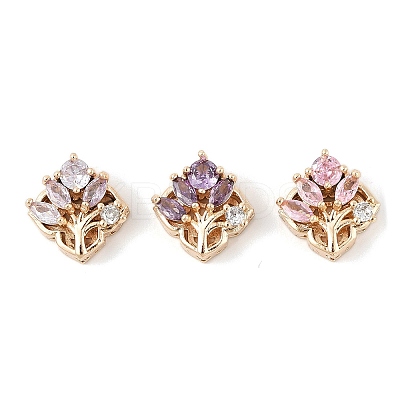 Brass Micro Pave Cubic Zirconia Beads KK-K297-30G-1