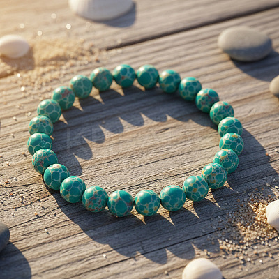 Crackle Synthetic Imperial Stone Round Beaded Stretch Bracelets for Women IQ5974-1