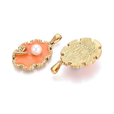 304 Stainless Steel & Enamel & ABS Imitation Pearl Pendants STAS-T072-91A-G-1
