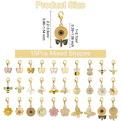 15Pcs Alloy Enamel Pendant Decoration HJEW-YW00064-1