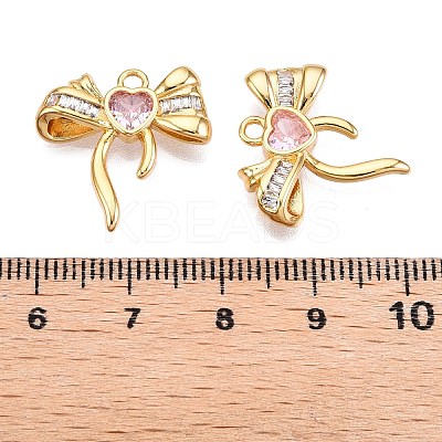 Brass Pave Clear Cubic Zirconia Pendants KK-T073-01G-1