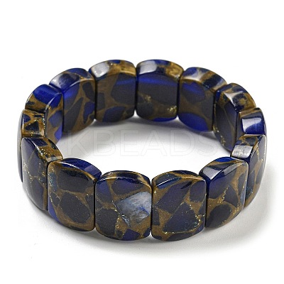 Synthetic Rectangle Gold Clinquant Stone Stretch Bracekets G-P549-01-1