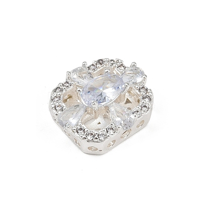 Hollow Rack Plating Brass Clear Cubic Zirconia Beads KK-L236-05S-1