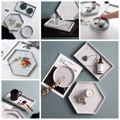 Round Porcelain Flat Round Jewelry Plate DJEW-I015-01-1