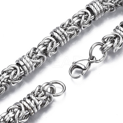 Non-Tarnish 201 Stainless Steel Byzantine Chain Bracelets BJEW-S057-93-1