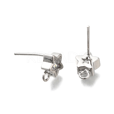 Brass with Cubic Zirconia Stud Earring Finding LS-KK-Q048-16P-1