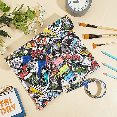 Shoes Printed Canvas Painting Brush Pen Storage Bag AJEW-WH0162-22-1