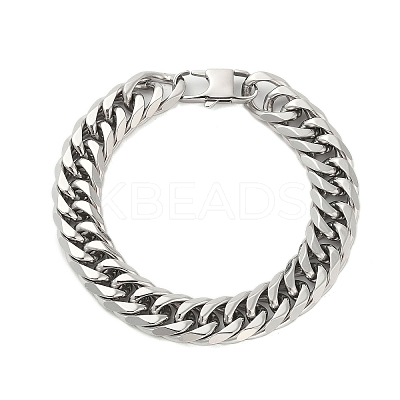 Non-Tarnish 304 Stainless Steel Cuban Link Chain Bracelets for Men BJEW-B093-03P-1