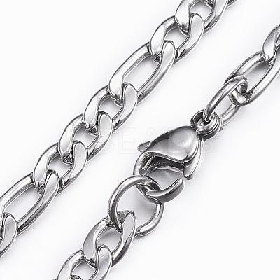 Non-Tarnish 304 Stainless Steel Figaro Chain Necklaces NJEW-H445-18P-1