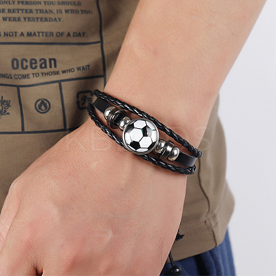 CutHollow Glass Football Jewelry Set SJEW-CL0001-01-1