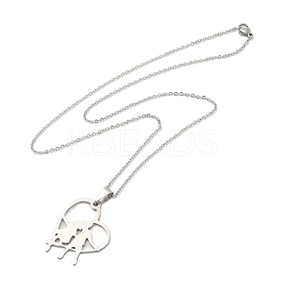 Non-Tarnish 201 Stainless Steel Cable Chain Heart with Couple Pendant Necklaces for Women NJEW-U005-01P-1