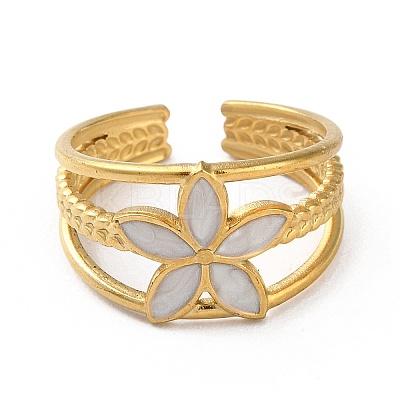 304 Stainless Steel Enamel Cuff Rings RJEW-M171-15G-1