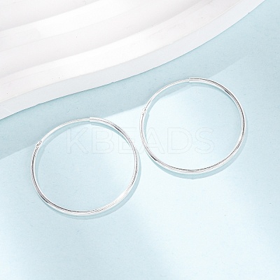 925 Sterling Silver Huggie Hoop Earrings EJEW-C179-05C-S-1