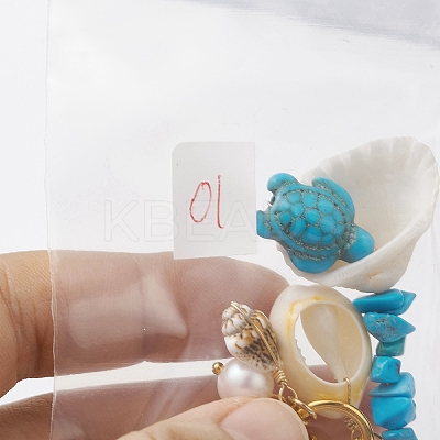 4Pcs 4 Styles Synthetic Turquoise Chip Bead and Shell Pendant Decorations HJEW-JM02915-1