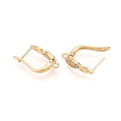 Brass Micro Pave Cubic Zirconia Hoop Earring Finding KK-N261-36G-1
