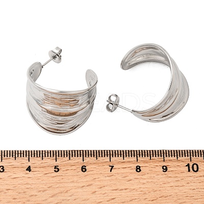 304 Stainless Steel C-Shaped Stud Earrings EJEW-I319-04P-1