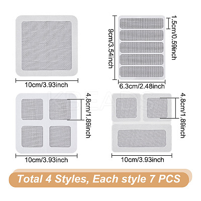 28Pcs 4 Styles Self-adhesive Plastic Window Screen Repair Patches DIY-DR0001-51-1