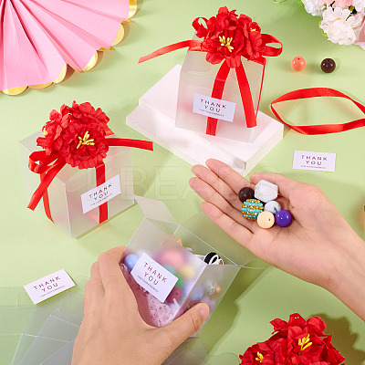 Clear PVC Candy Gift Packaging Boxes with Ribbon & Artificial Flower CON-TAC0001-20C-1