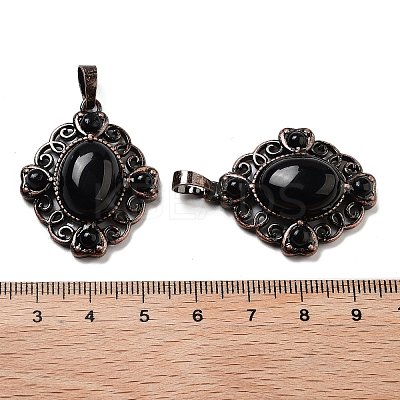Natural Obsidian Rhombus Pendants G-K363-02R-20-1