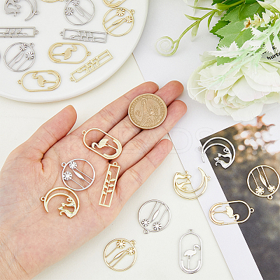 48Pcs 8 Style Rack Plating Alloy Pendants FIND-FH0006-18-1