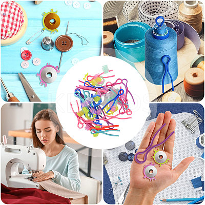 2 Sets Plastic & Stainless Steel & Iron Adjustable Embroidery Floss Bobbin Rack DIY-FG0004-83-1