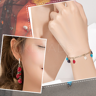 160Pcs 4 Colors Dyed Synthetic Turquoise Charms G-FH0001-76-1