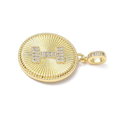 Brass Micro Pave Clear Cubic Zirconia Pendants KK-L253-17G-I-1