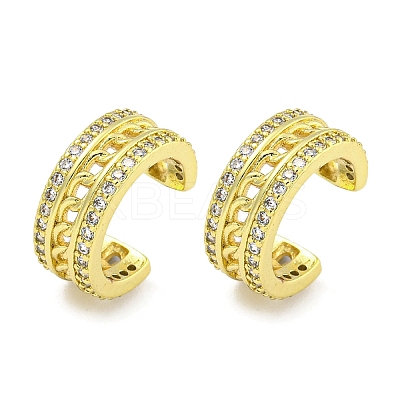 Brass Micro Pave Clear Cubic Zirconia Cuff Earrings EJEW-C104-078G-1