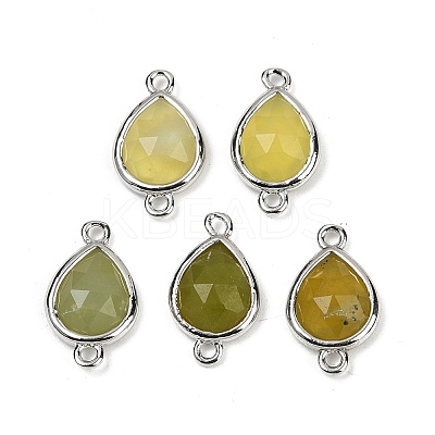 Natural Korean Jade Faceted Connector Charms G-L514-048G-06-1