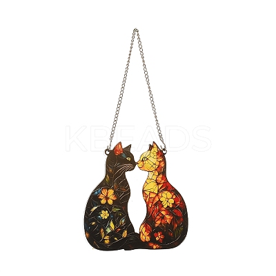 Stained Acrylic & Iron Suncatchers HJEW-F022-01C-1
