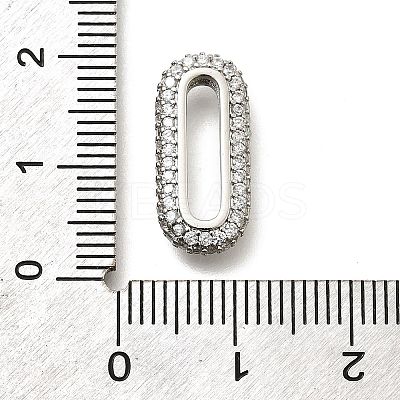 Brass Micro Pave Clear Cubic Zirconia Oval Linking Rings KK-Z093-43P-1