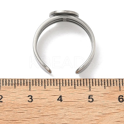 304 Stainless Steel Cuff Ring Findings STAS-B126-07P-1