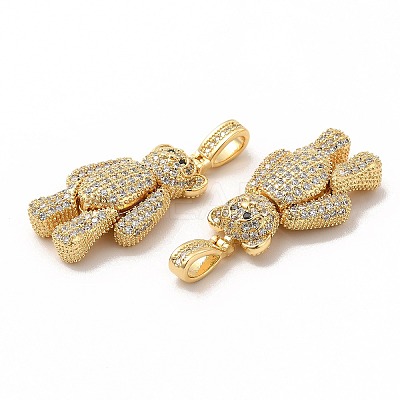 Rack Plating Brass Micro Pave Cubic Zirconia Pendants KK-G456-08G-1
