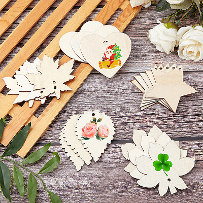 Undyed Wooden Big Pendants WOOD-GF0001-50-1