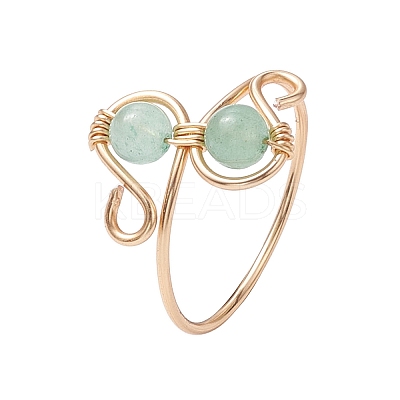 Round Natural Gemstone Finger Ring RJEW-TA00130-1