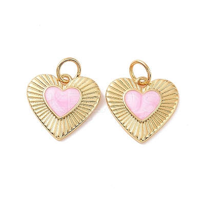Heart Brass Enamel Pendants KK-G435-07G-02-1