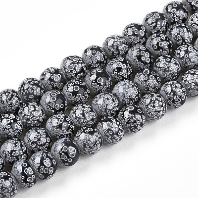 Transparent Baking Paint Glass Beads Strands X-DGLA-N009-8mm-10-1