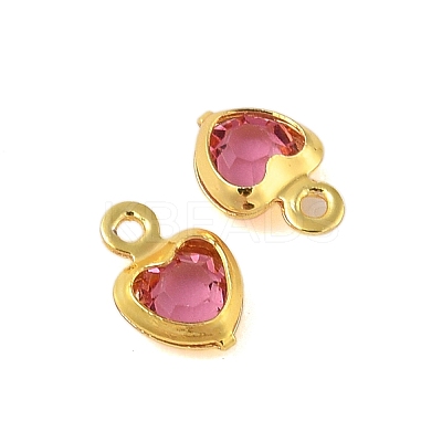Heart Rack Plating Brass Glass Pendants KK-S385-01G-03-1