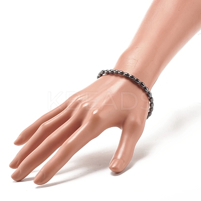 Synthetic Hematite Oval Beaded Stretch Bracelet BJEW-JB07897-03-1