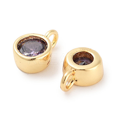 Brass Micro Pave Cubic Zirconia Charms KK-C051-38G-05-1