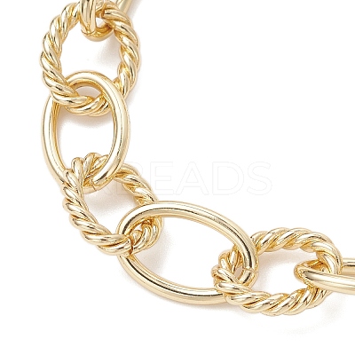 Brass Textured Oval Link Chain Bracelets for Women BJEW-JB12577-1
