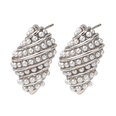 Brass Conch Stud Earrings EJEW-H165-01C-P-1