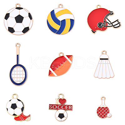 36Pcs 9 Styles Sports Theme Alloy Enamel Pendants ENAM-YW0005-73A-1