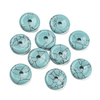 Synthetic Turquoise Dyed China Safety Buckle Pendants LS-G-B052-07-1