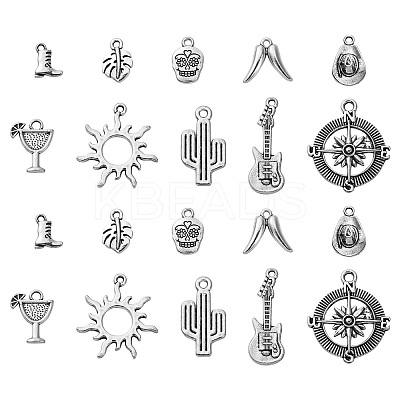 100Pcs 10 Styles Tibetan Style Alloy Pendants TIBEP-CJ0001-96-1