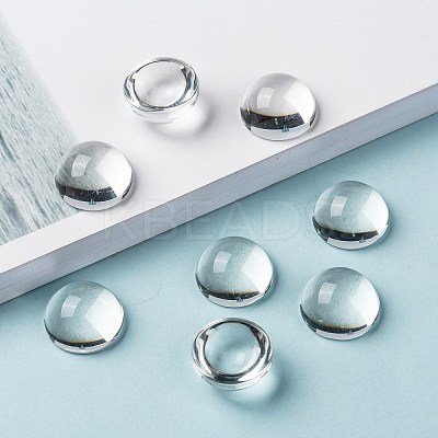 Transparent Half Round Glass Cabochons GGLA-R027-18mm-1